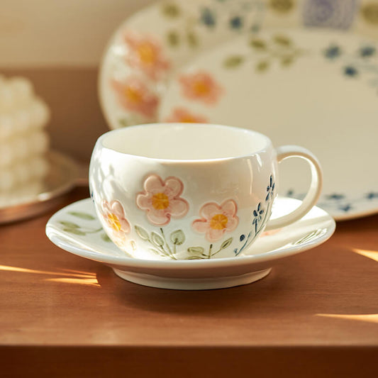 Tasse et soucoupe en céramique à imprimé floral Lighteme