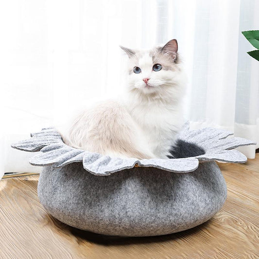 Lighteme Katzennest aus knitterfreiem Filzstoff mit Blumenmuster (3 Farben)