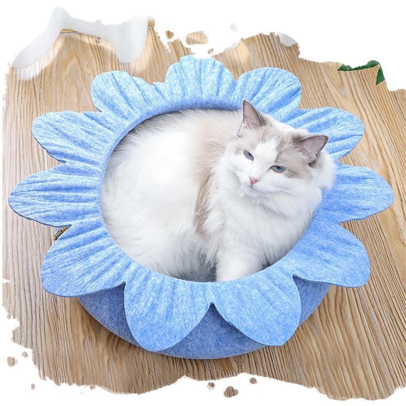 Nid pour chat Lighteme en feutrine à fleurs anti-rides (3 couleurs)
