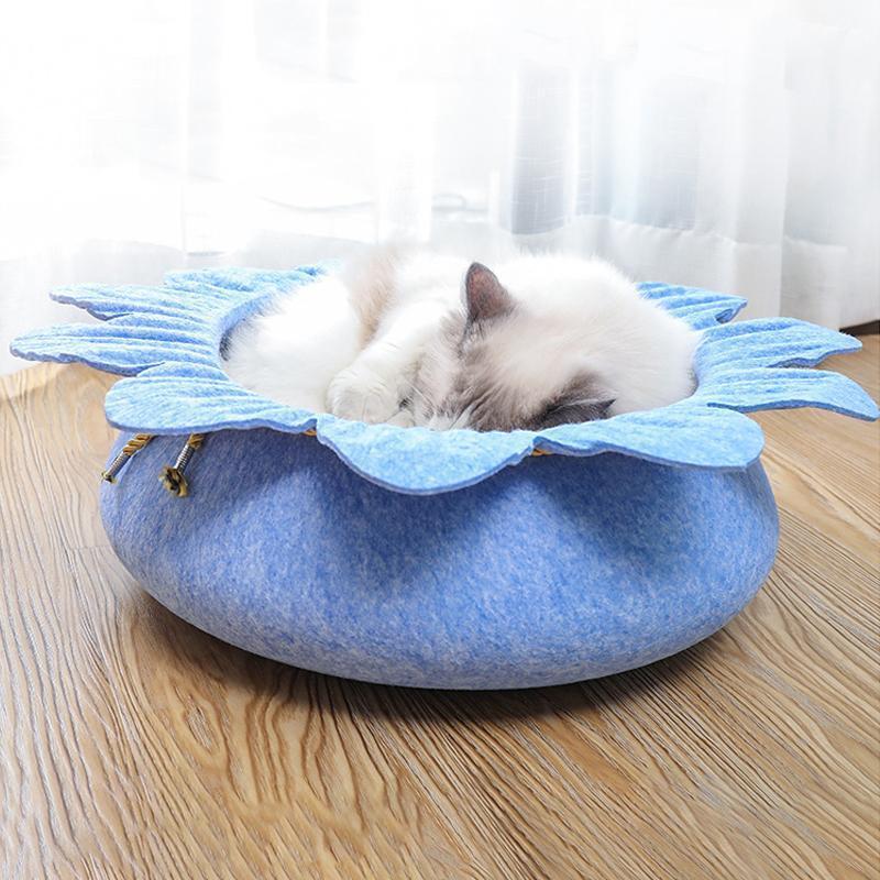 Nid pour chat Lighteme en feutrine à fleurs anti-rides (3 couleurs)