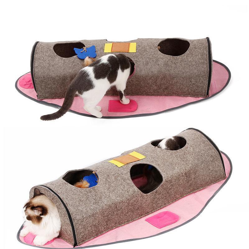 Lighteme Faltbarer Katzentunnel aus Filz in Fischform (2 Farben)