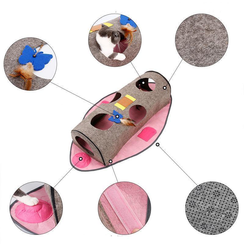Lighteme Faltbarer Katzentunnel aus Filz in Fischform (2 Farben)