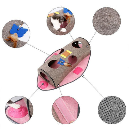Lighteme Faltbarer Katzentunnel aus Filz in Fischform (2 Farben)