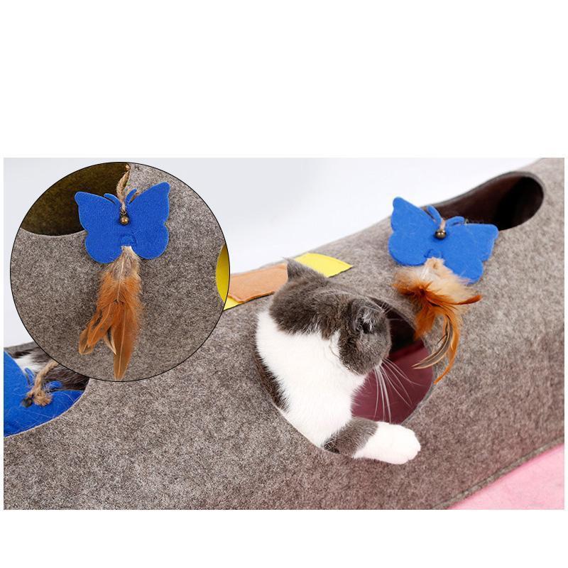 Lighteme Faltbarer Katzentunnel aus Filz in Fischform (2 Farben)