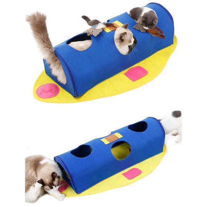 Lighteme Faltbarer Katzentunnel aus Filz in Fischform (2 Farben)