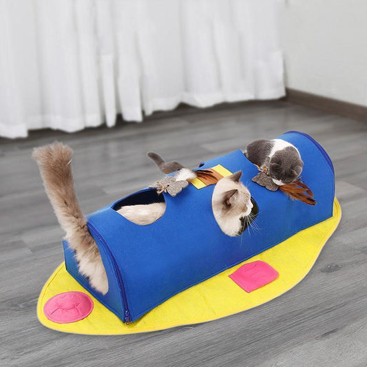 Tunnel pour chat en feutrine pliable en forme de poisson Lighteme (2 couleurs)