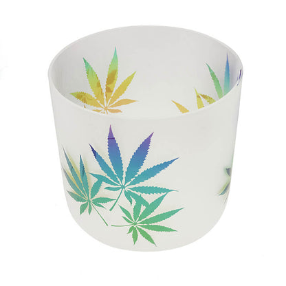 Lighteme Frosted Crystal Bowl with Multicolored Leaf Pattern Chakra Quartz Sound Therapy Bowls