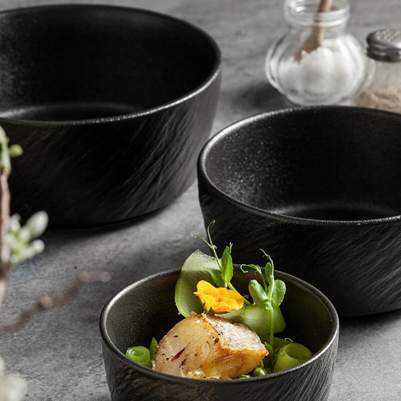 Bol en céramique à bord droit et texture pierre givrée Lighteme