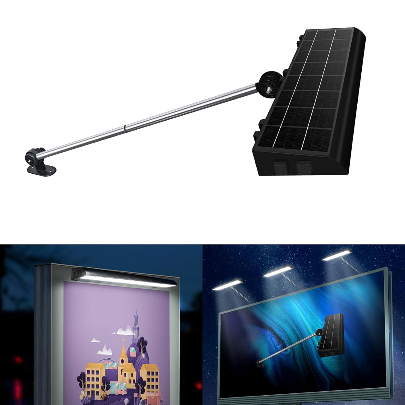 Lighteme Solar Billboard Sign Lights Outdoor, 232 led Super Bright Sign light, Adjustable Bracket & Wall Mount 2-in-1 Commercial Billboart Lighting for Bussiness, Real Estate, Shop, Bus Stop, HOA, Highway Signs