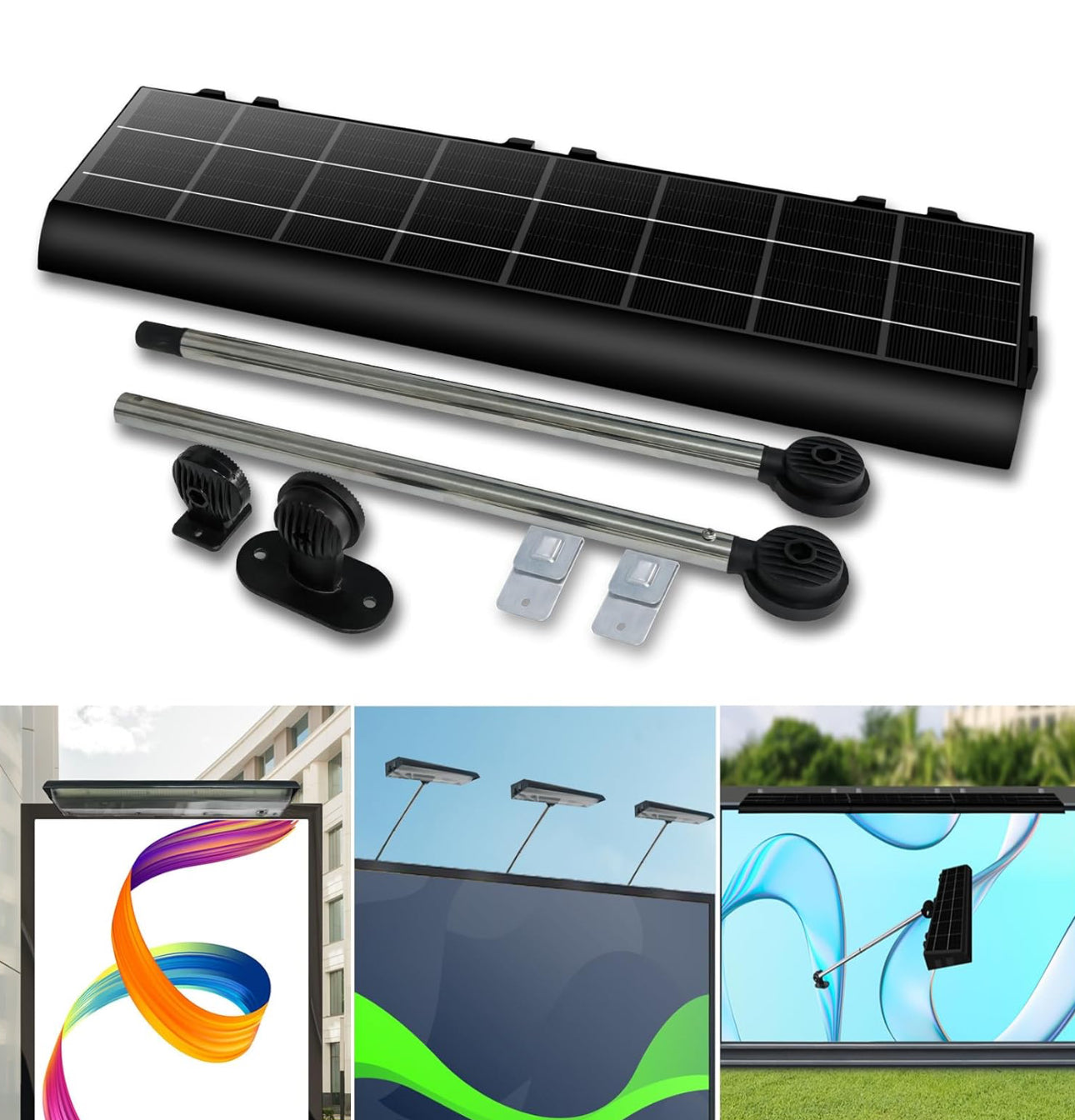 Lighteme Solar Billboard Sign Lights Outdoor, 232 led Super Bright Sign light, Adjustable Bracket & Wall Mount 2-in-1 Commercial Billboart Lighting for Bussiness, Real Estate, Shop, Bus Stop, HOA, Highway Signs