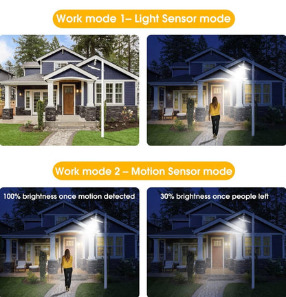 Lighteme Solar-Straßenlaternen für den Außenbereich, kaltweiß/warmweiß, Dämmerungs-/Bewegungsmelder, 1300 lm, IP65, wasserdicht, dimmbar, Fernbedienung