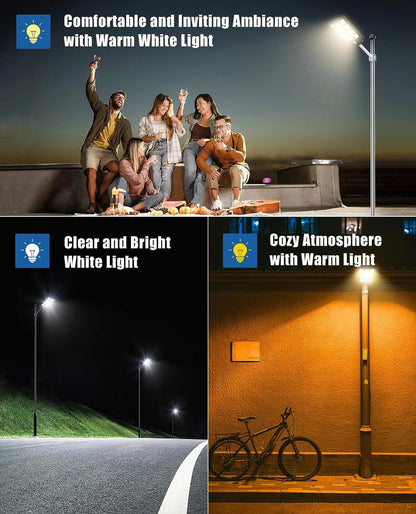 Lighteme 1800W LED Street Light Outdoor - [Warm White] 3000K Solar Street Lights , Dusk to Dawn, Motion Sensor With Remote