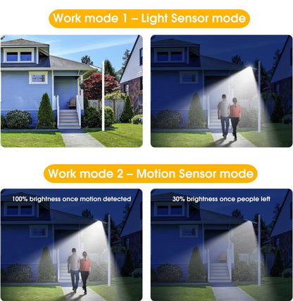 Lighteme Solar-Straßenlaternen für den Außenbereich, kaltweiß/warmweiß, Dämmerungs-/Bewegungsmelder, 1300 lm, IP65, wasserdicht, dimmbar, Fernbedienung