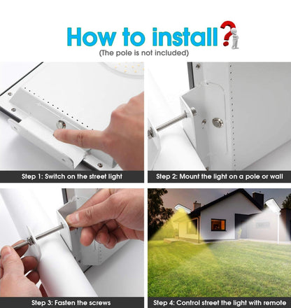 Lighteme Solar-Straßenlaternen für den Außenbereich, kaltweiß/warmweiß, Dämmerungs-/Bewegungsmelder, 1300 lm, IP65, wasserdicht, dimmbar, Fernbedienung