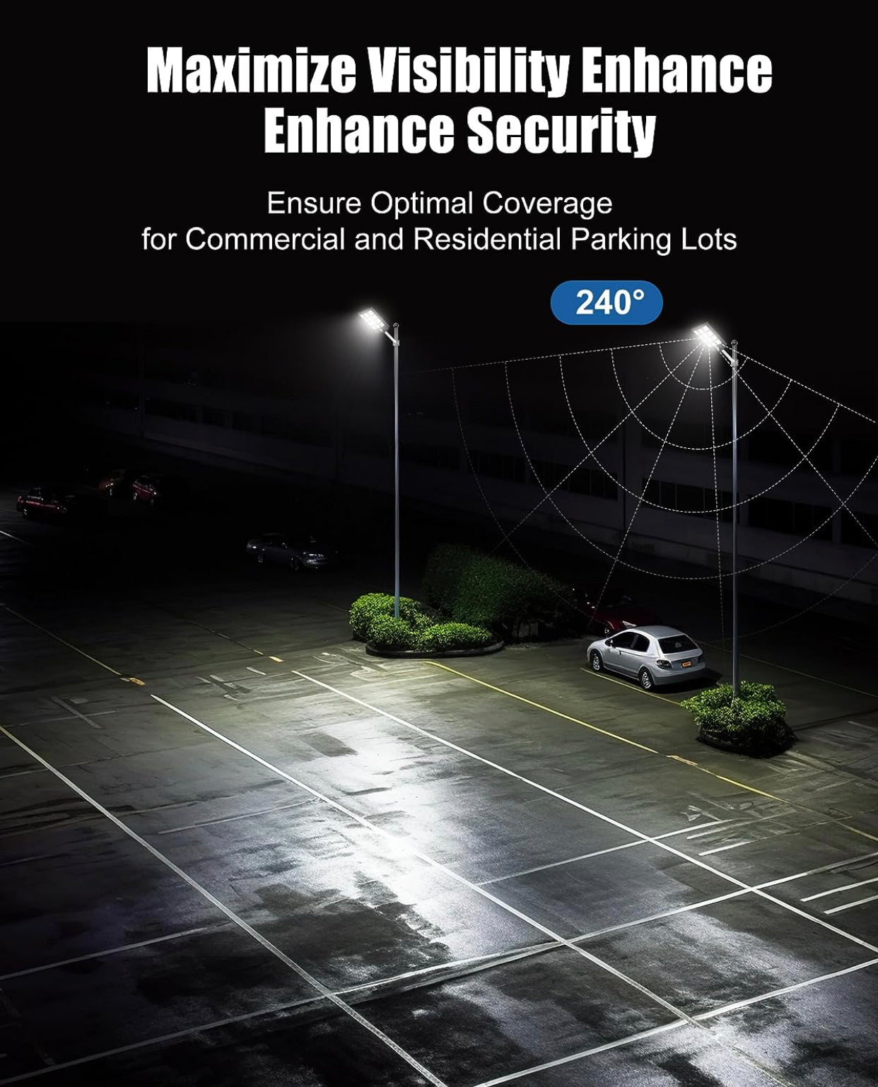 Lighteme 1800W LED Street Light Outdoor - [Warm White] 3000K Solar Street Lights , Dusk to Dawn, Motion Sensor With Remote