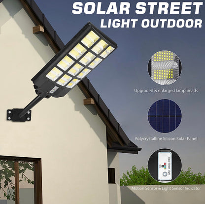 Lighteme 1800W LED Street Light Outdoor - [Warm White] 3000K Solar Street Lights , Dusk to Dawn, Motion Sensor With Remote