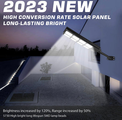 Lighteme 1800W LED Street Light Outdoor - [Warm White] 3000K Solar Street Lights , Dusk to Dawn, Motion Sensor With Remote