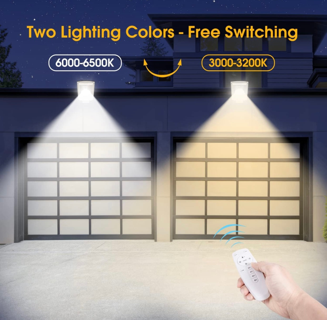 Lighteme Solar-Straßenlaternen für den Außenbereich, kaltweiß/warmweiß, Dämmerungs-/Bewegungsmelder, 1300 lm, IP65, wasserdicht, dimmbar, Fernbedienung