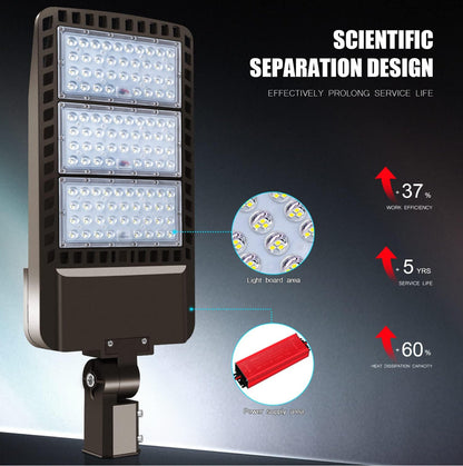 Lighteme 300 W LED-Parkplatzleuchte, fest verdrahtete Einschubmontage, Dämmerung bis Morgengrauen, LED-Außenbeleuchtung, Außenflutlicht, gewerblich, IP65, wasserdicht