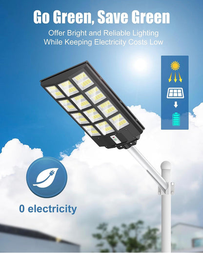 Lighteme 1800W LED Street Light Outdoor - [Warm White] 3000K Solar Street Lights , Dusk to Dawn, Motion Sensor With Remote