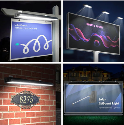 Lighteme Solar Billboard Sign Lights Outdoor, 232 led Super Bright Sign light, Adjustable Bracket & Wall Mount 2-in-1 Commercial Billboart Lighting for Bussiness, Real Estate, Shop, Bus Stop, HOA, Highway Signs