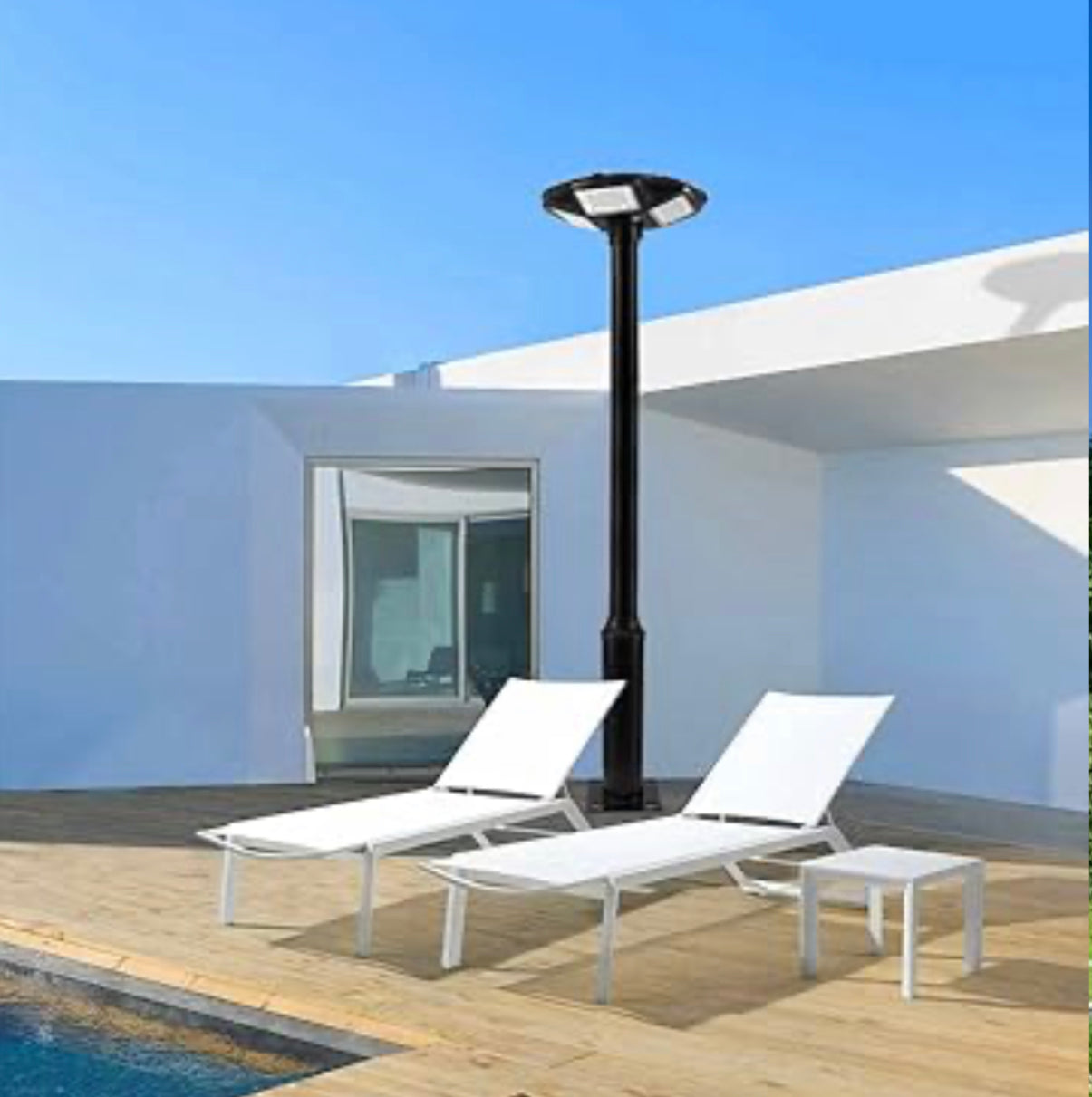 Lampadaire solaire d'extérieur Lighteme 1 500 W avec mât de 248 cm, étanche IP67, avec télécommande