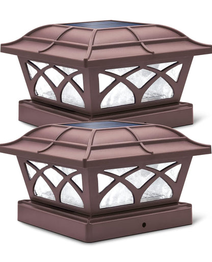 Lot de 2 lampes solaires pour poteaux d'extérieur en verre Lighteme, 2 modes, 8 LED, pour poteaux de 4 x 4, 5 x 5 et 6 x 6, clôture, terrasse, décoration, blanc chaud/blanc froid 