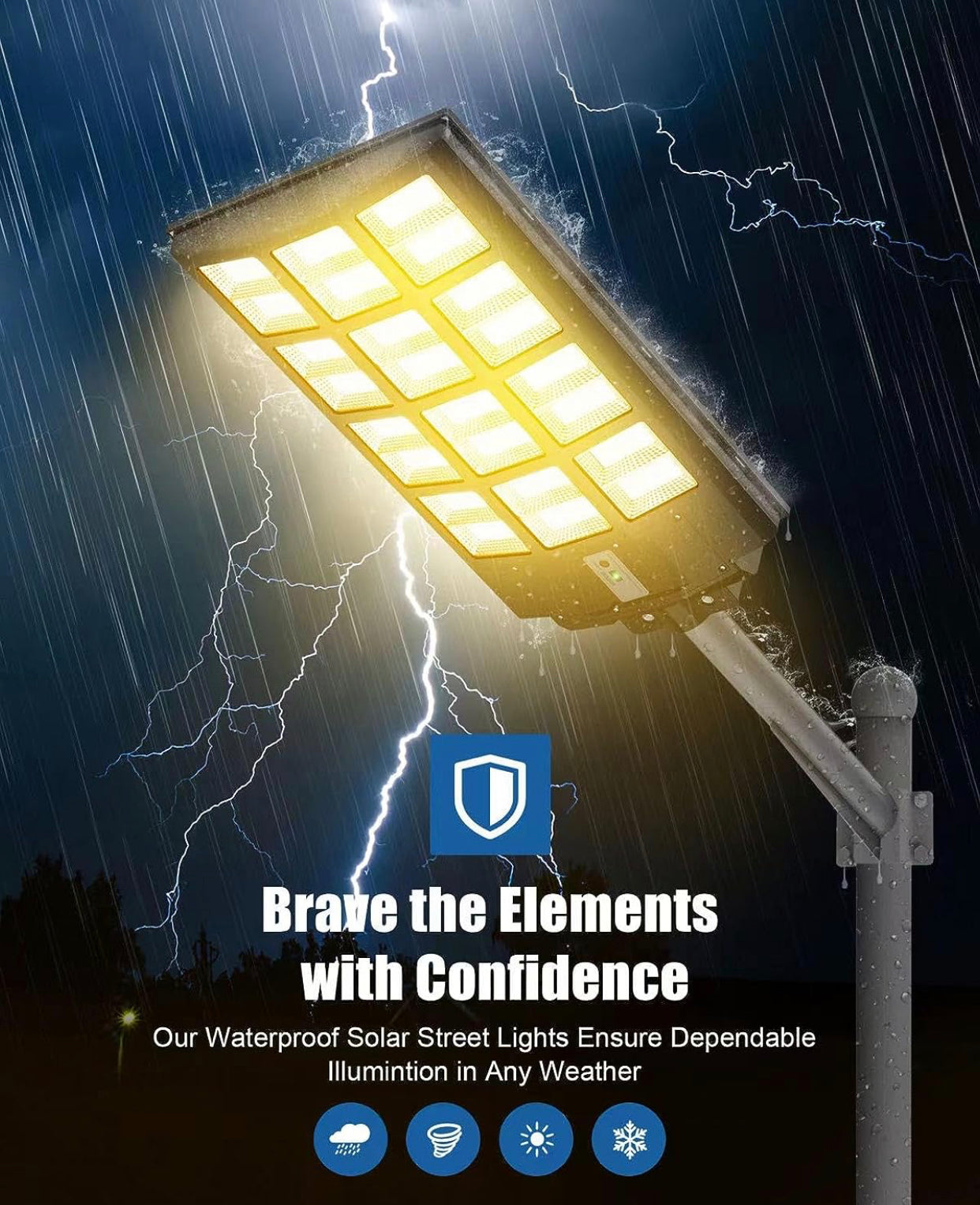 Lighteme 1800W LED Street Light Outdoor - [Warm White] 3000K Solar Street Lights , Dusk to Dawn, Motion Sensor With Remote