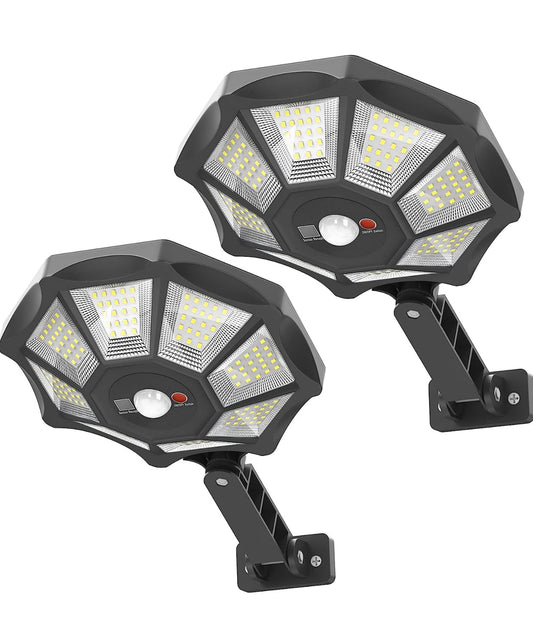 Lot de 2 lampadaires solaires SmartYard 300 W, 168 LED, du crépuscule à l'aube, 6 500 K, avec détecteur de mouvement