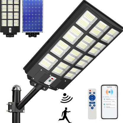Lampadaire solaire d'extérieur Lighteme 2000 W, 250 000 lm, 6 500 K, avec télécommande par application mobile, détecteur de mouvement LED du crépuscule à l'aube