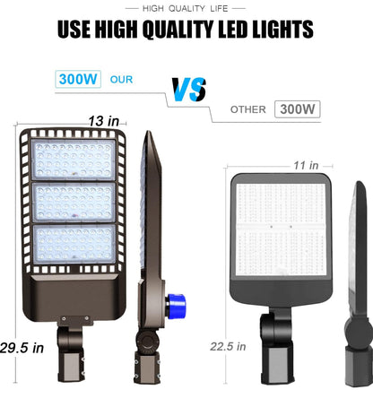 Lighteme 300 W LED-Parkplatzleuchte, fest verdrahtete Einschubmontage, Dämmerung bis Morgengrauen, LED-Außenbeleuchtung, Außenflutlicht, gewerblich, IP65, wasserdicht