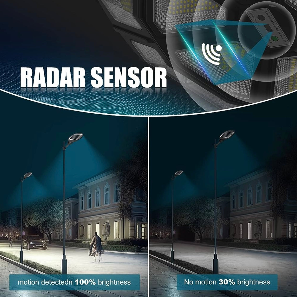 Lighteme 2500W Large Solar Street Lights Outdoor - Commercial Grade Solar Powered Street Light 120000LM with Remote