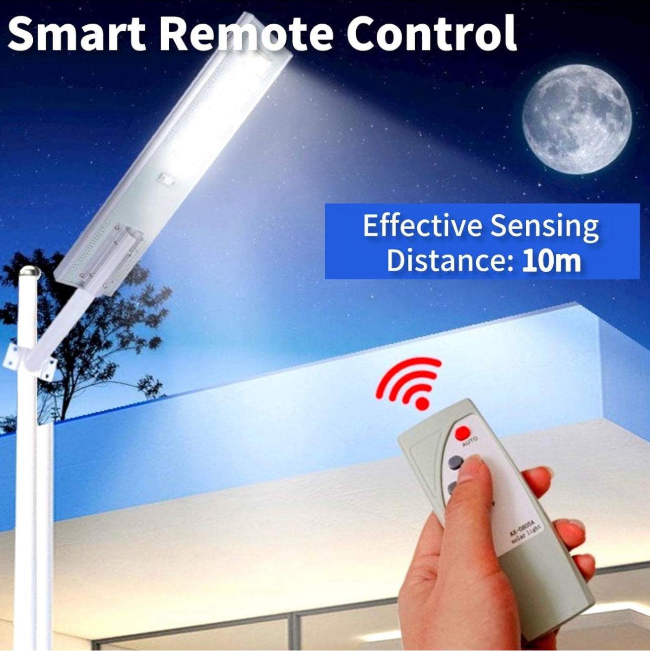 Lighteme 5000W Solar Powered Street Light Outdoor, Waterproof Solar Parking Lot Lights Commercial Motion Sensor LED Flood Lights with Remote