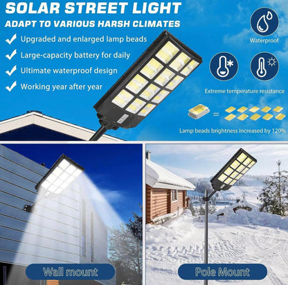 Lighteme 1800W LED Street Light Outdoor - [Warm White] 3000K Solar Street Lights , Dusk to Dawn, Motion Sensor With Remote