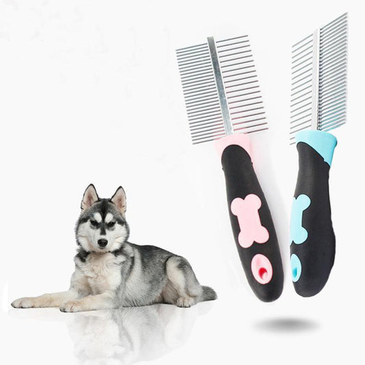Peigne double rangée Lighteme Fur Care pour animaux de compagnie (2 couleurs)