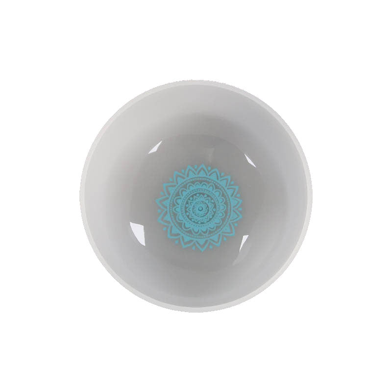 Lighteme 14" Frosted Crystal Bowl White With Bottom Chakra Patterns Sound Healing Quartz Singing Bowl Meditation 430Hz/440Hz