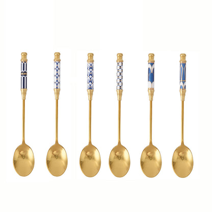 Cuillère à dessert et fourchette à manche en céramique Lighteme Glorious