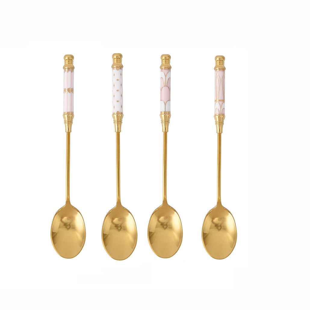 Cuillère à dessert et fourchette à manche en céramique Lighteme Glorious