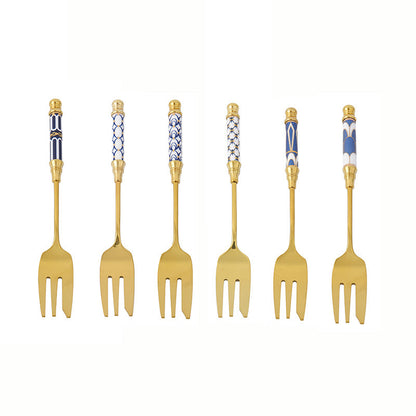 Cuillère à dessert et fourchette à manche en céramique Lighteme Glorious