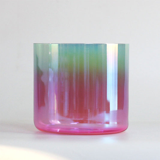 MiSoundofNature Gradient Bicolor Clear Quartz Crystal Bowl 5 - 8 Inch Colored Crystal Singing Bowls For Chakra Healing Yoga Meditation