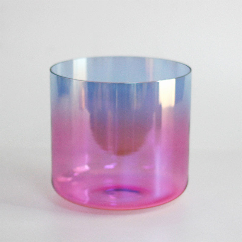 Lighteme Gradient Bicolor Clear Quartz Crystal Bowl 5 - 8 Inch Colored Crystal Singing Bowls For Chakra Healing Yoga Meditation