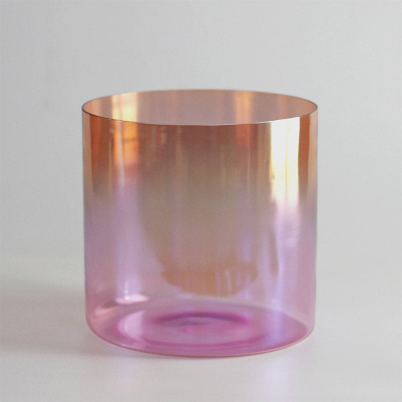 MiSoundofNature Gradient Bicolor Clear Quartz Crystal Bowl 5 - 8 Inch Colored Crystal Singing Bowls For Chakra Healing Yoga Meditation