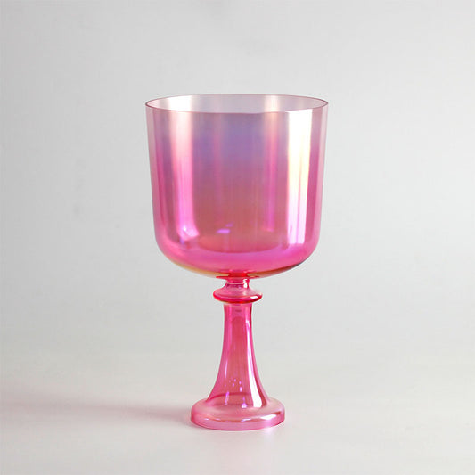 Lighteme Gradient Pink Crystal Chalice Singing Bowl 7 - 9 Inch Clear Quartz Crystal Sound Bowls For Sale