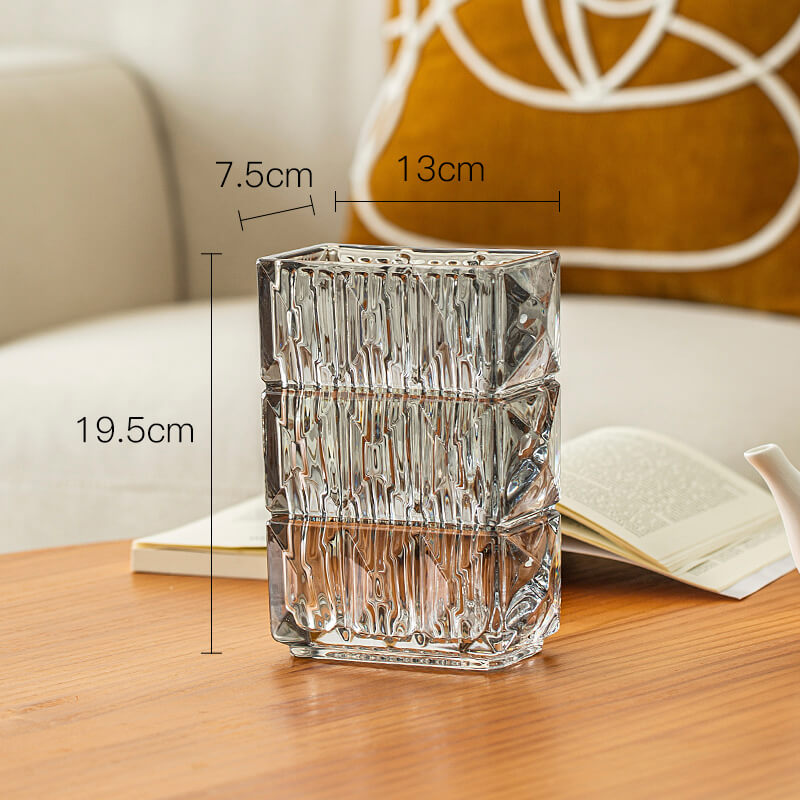 Lighteme Embossed Crystal Glass Vase