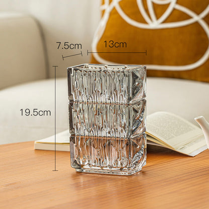 Lighteme Embossed Crystal Glass Vase