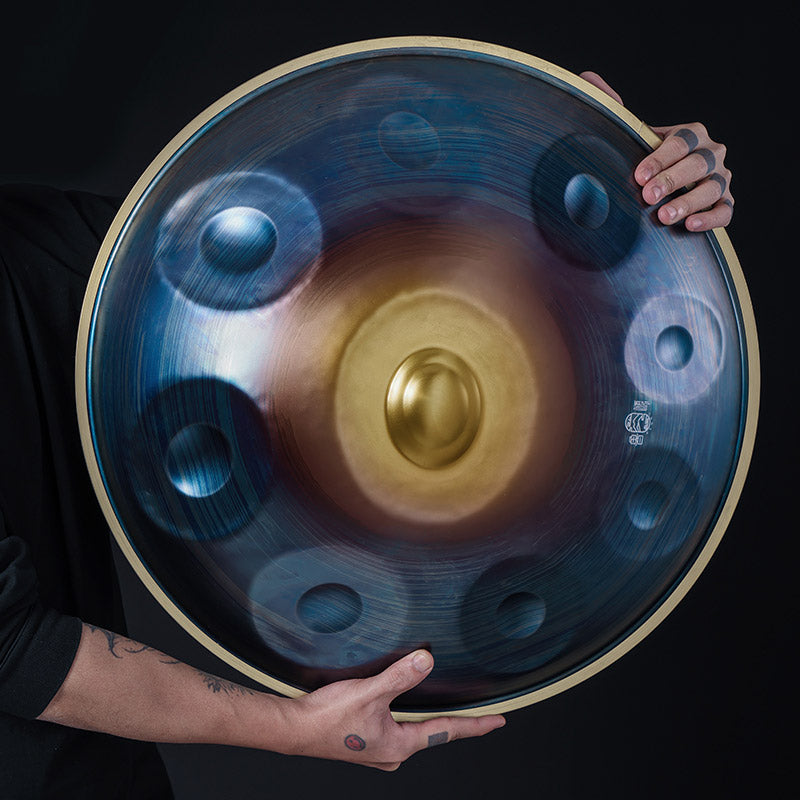 Lighteme Level A Upgrade Rotation Kurd Scale D Minor 22 Inch 9/10 Notes Nitride Steel Handpan Drum, Available in 440 Hz, High-end Percussion Instrument