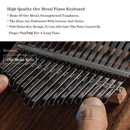 Lighteme EQ Piano de pulgar Kalimba de tablero plano de 17/21 teclas, instrumento Kalimba de tono C de tablero único de nogal negro americano/nogal africano