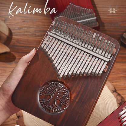 HLURU Tree of Life Kalimba Thumb Piano de una sola capa de 21 teclas, instrumento Kalimba en tono C de nogal