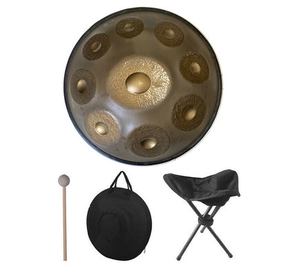 Sun God Handmade Hammering High-end 22 Inches 9 Tones C Major Nitride Steel Handpan Drum, Available in 432 Hz and 440 Hz