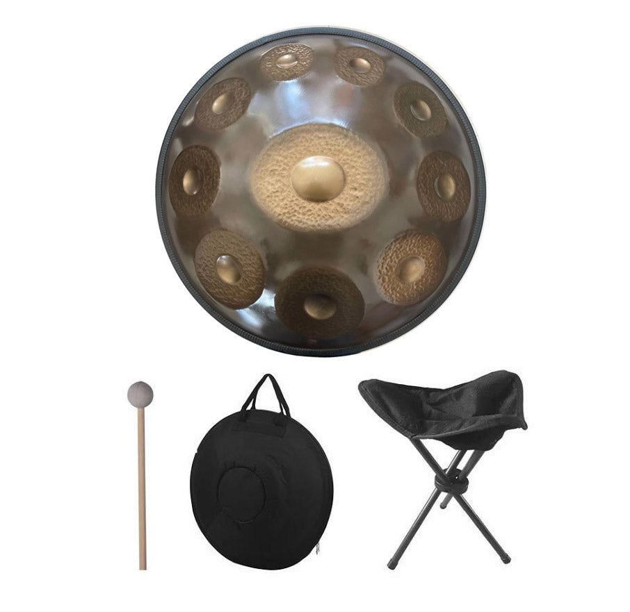 Sun God Handmade Hammering High-end 22 Inches 10 Tones C Major Nitride Steel Handpan Drum, Available in 432 Hz and 440 Hz